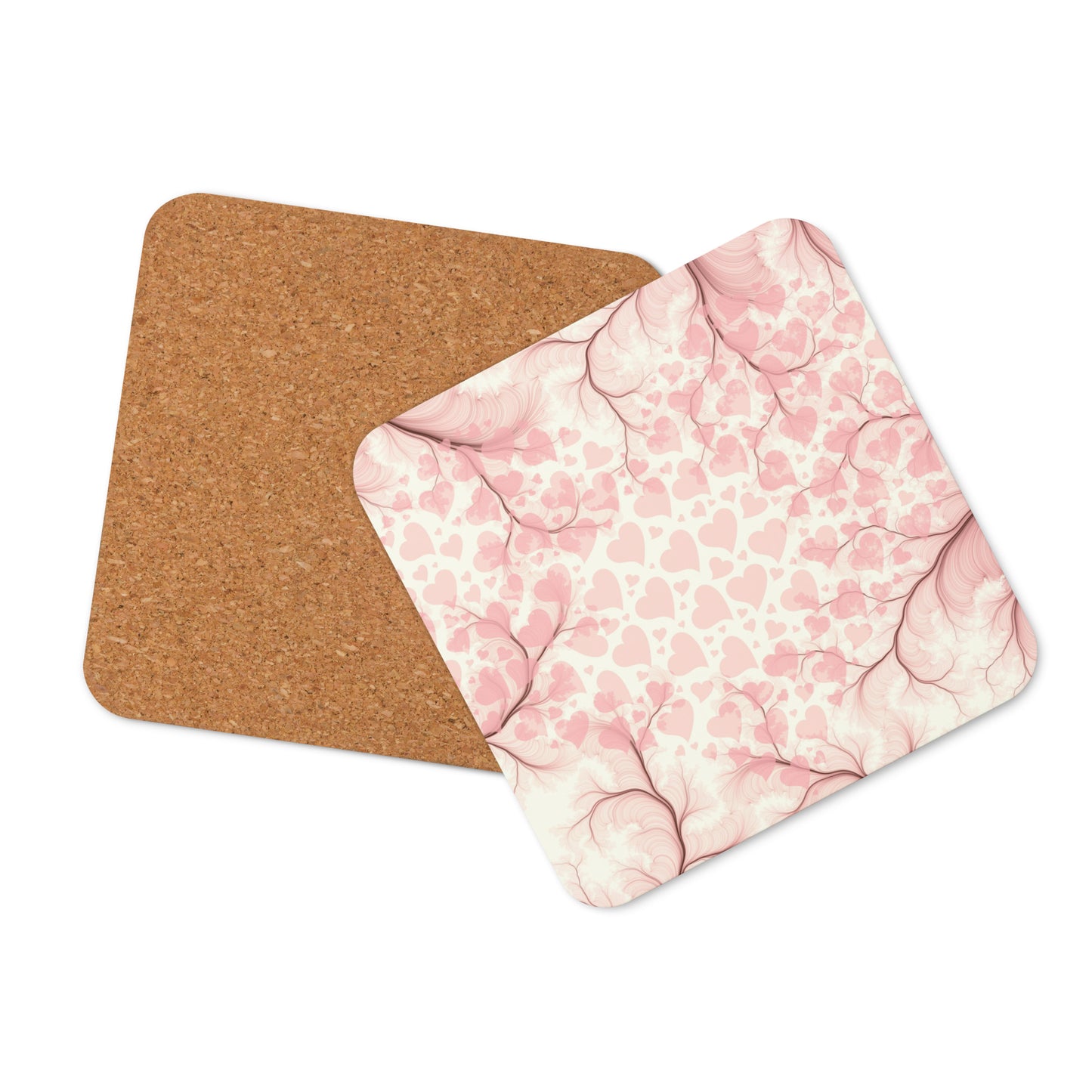Pink Hearts Cork-back Coaster