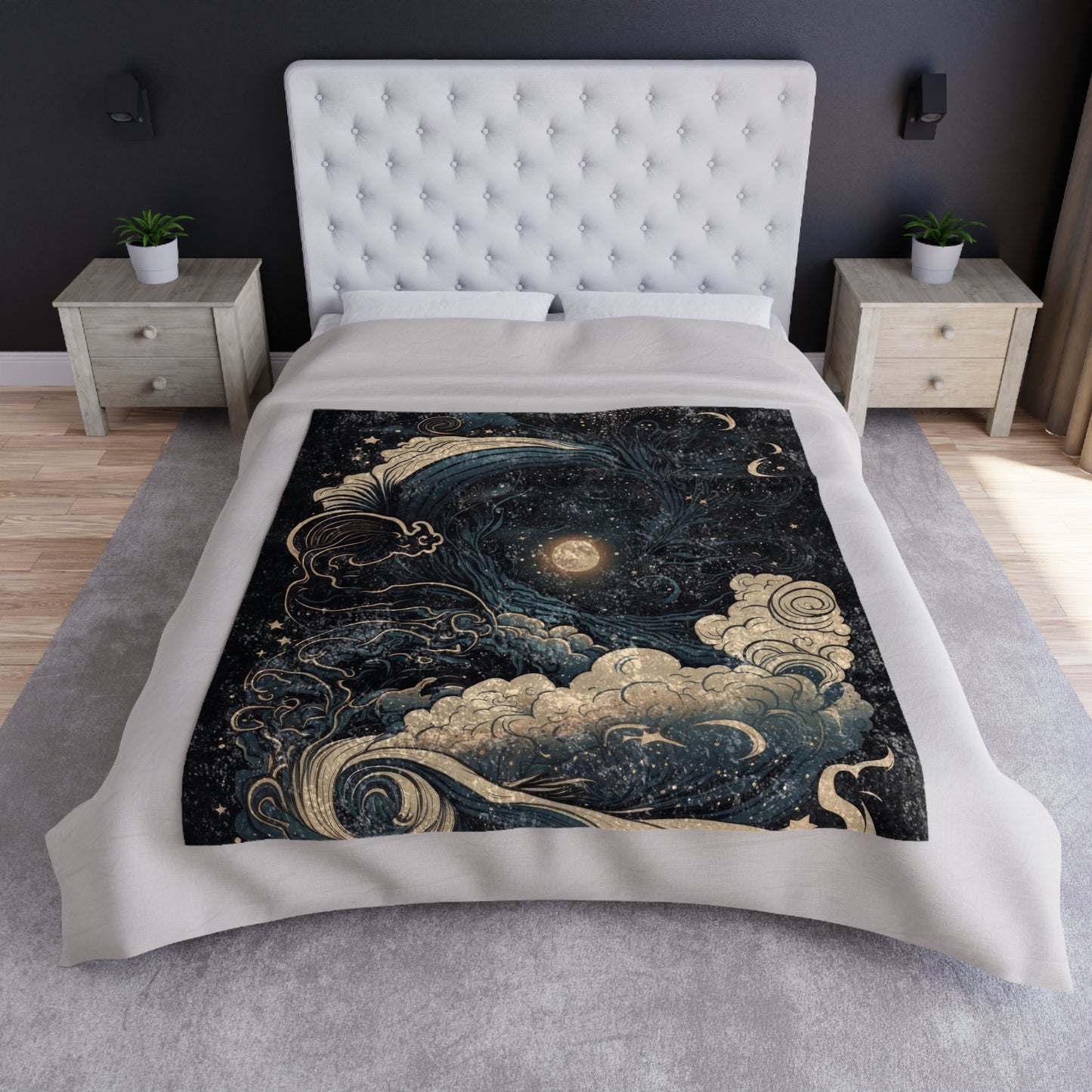 Stormy Moon Crushed Velvet Blanket