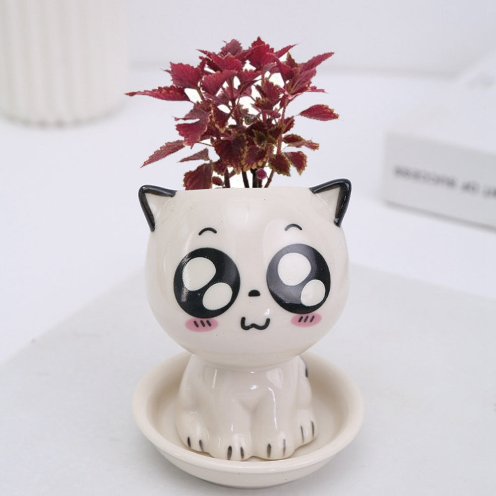 Mini Cat Shaped Cartoon Ceramic Flowerpot